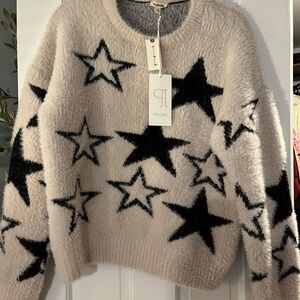 Anthropologie Pilcro NWT Beige and Black Star Sweater size M